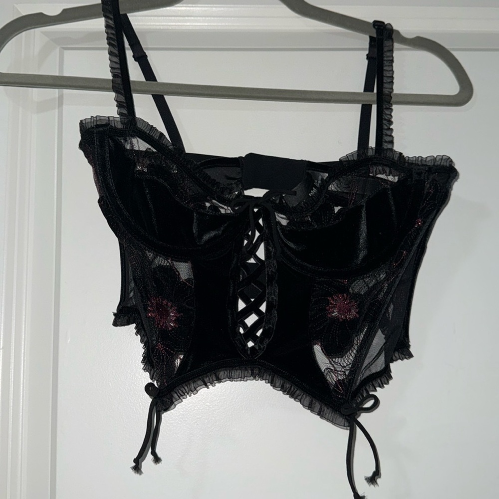 FOR LOVE AND LEMONS BLACK CORSET LINGERIE TOP